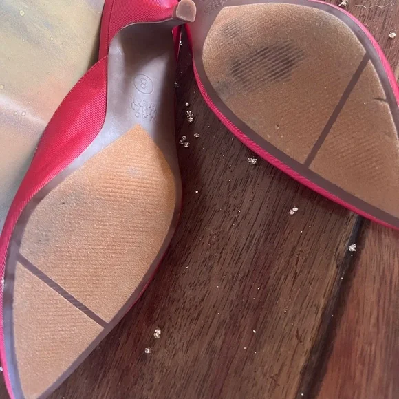 Who What Wear red fabric kitten heels mules sandals - Picture 7 of 7